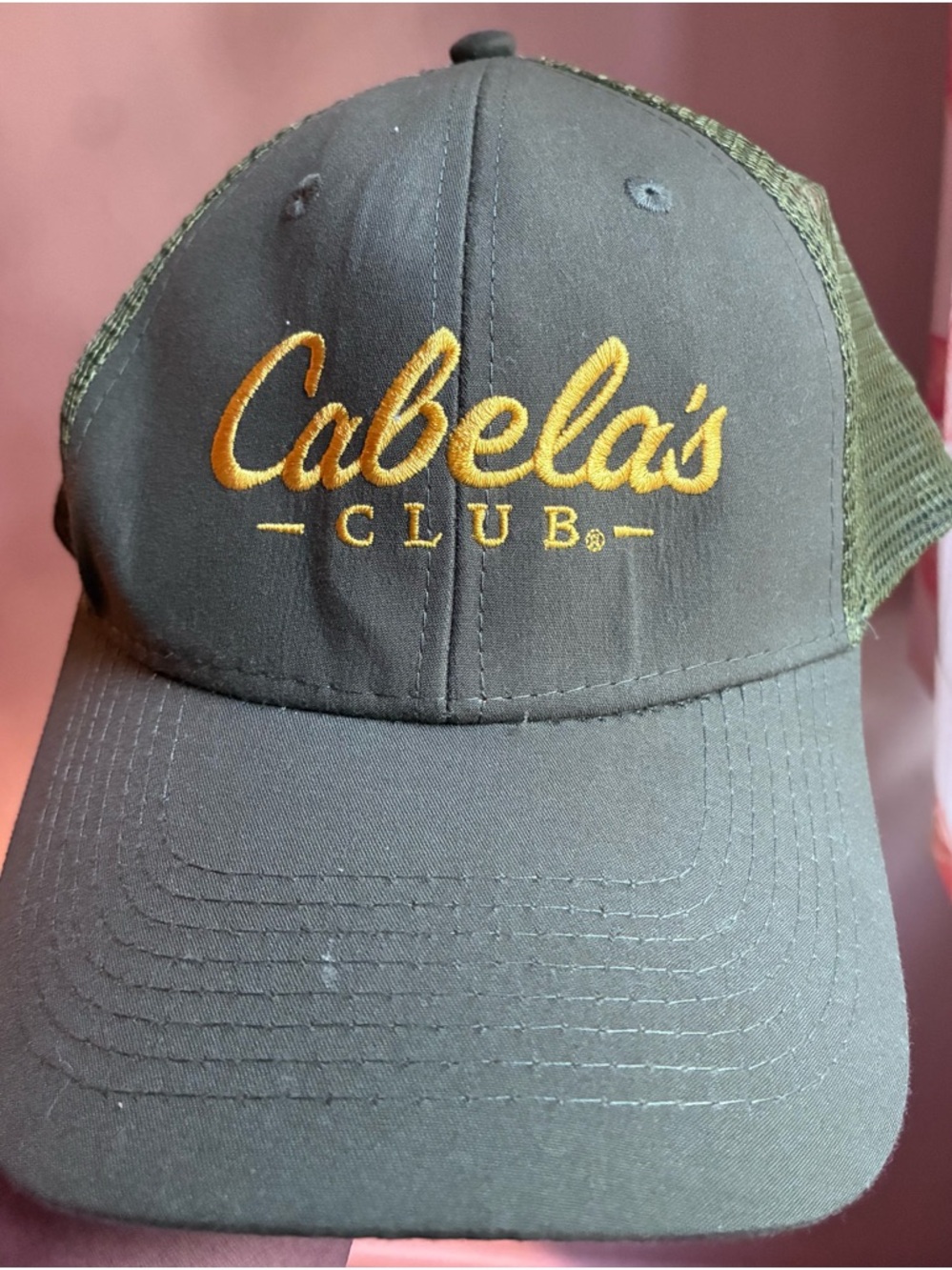 Cabela's Olive Green and Gold Embroidered Trucker Cap